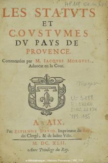Les Statuts et coustumes du pays de Provence.