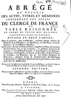 Abrégé du recueil des actes, titres et mémoires concernant les affaires du clergé de France… [Tome 14].